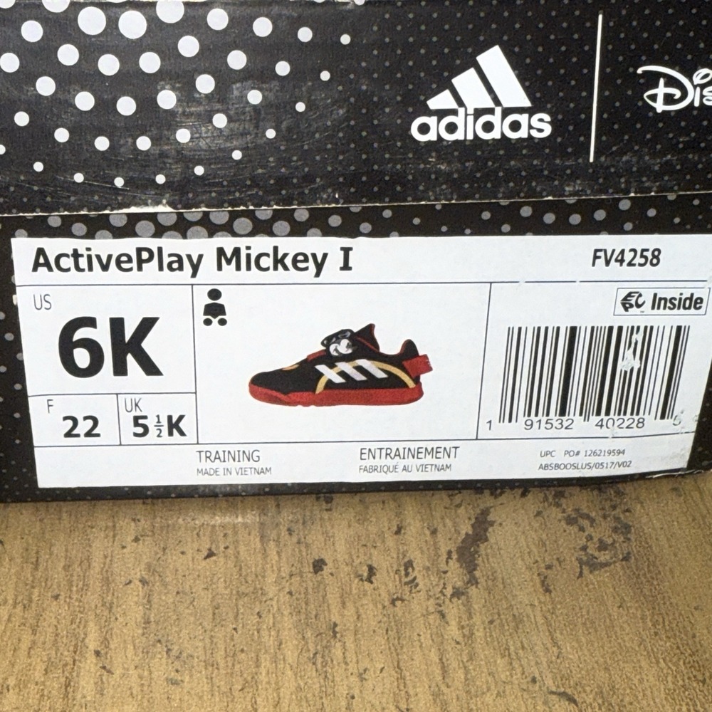 Adidas Toddler Disney Mickey Mouse Boys ActivePlay 1 Shoes Black Red Size 6K - Picture 2 of 16